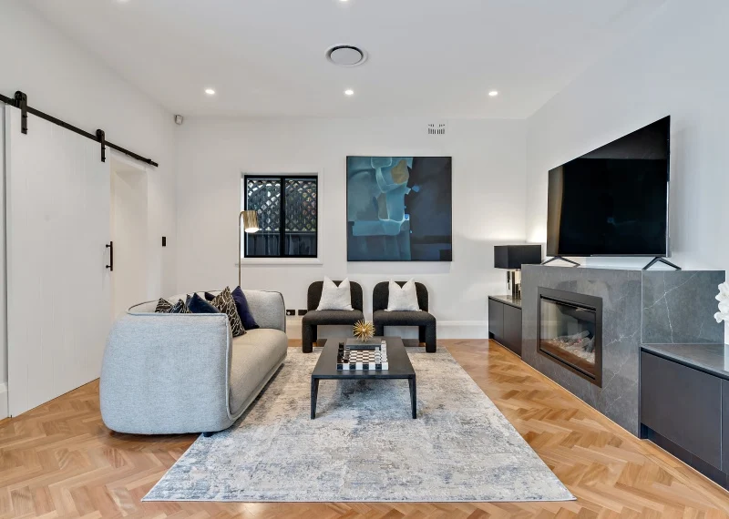Open plan living room transformation – North Sydney home renovation project