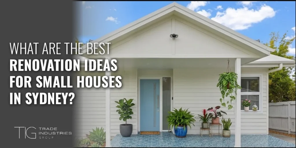 Small Sydney house with a blue front door and covered porch, featured in renovation ideas for small houses