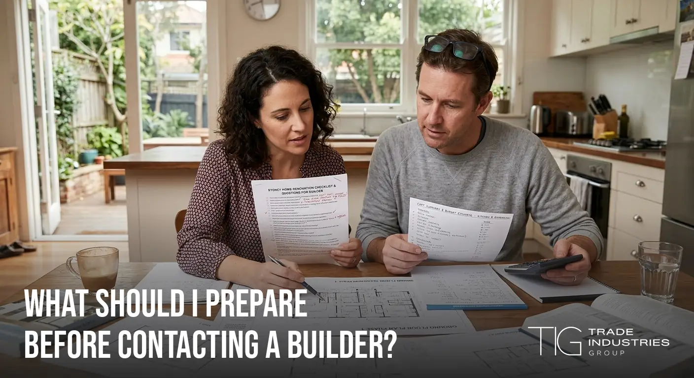 What should I prepare before contacting a builder? Sydney homeowners can use this checklist to organise floor plans, budget and goals before a consultation.